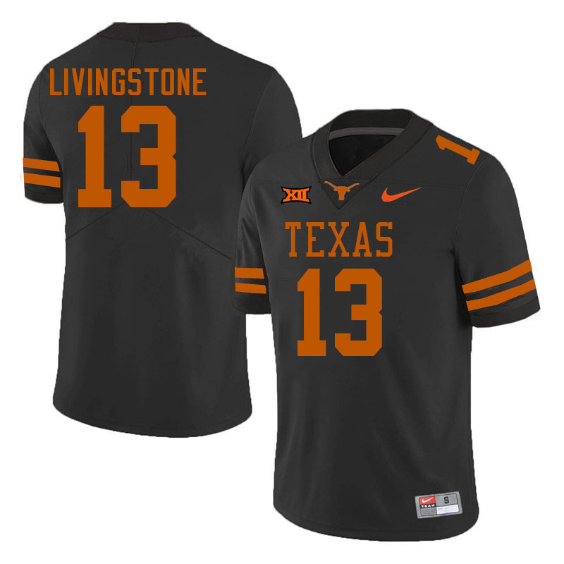 Men #13 Parker Livingstone Texas Longhorns College Football Jerseys Stitched-Black